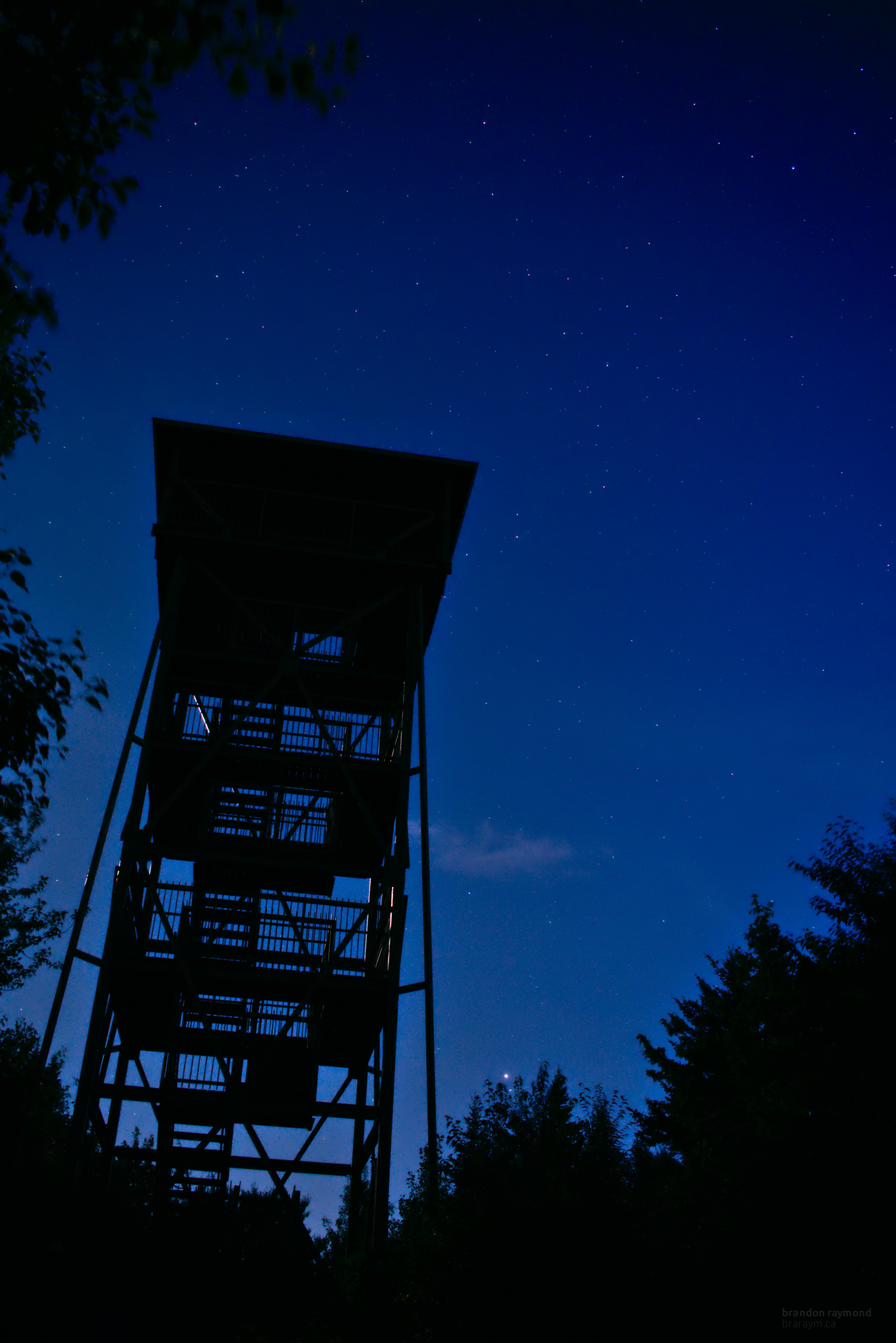 observation tower at night
